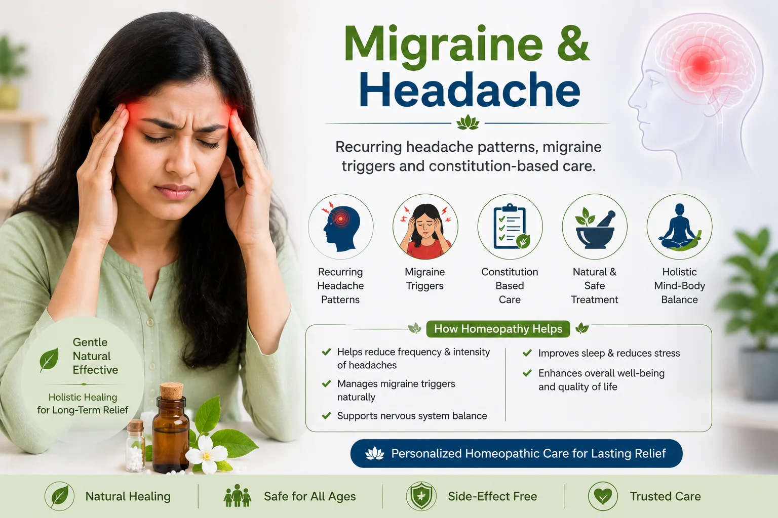 Homeopathy care for migraine and recurring headache patterns